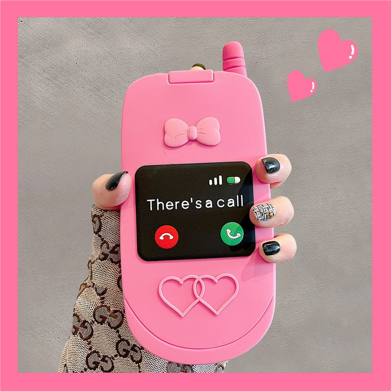 Pink Bowknot Heart Mirror Flip iPhone Case - ArtGalleryZen