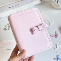 Pink Bowknot PU Leather A7 Binder Cover - ArtGalleryZen