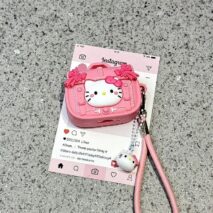 Pink Briefcase Hello Kitty AirPods Earphone Case With Lanyard - ArtGalleryZen