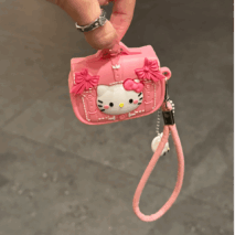 Pink Briefcase Hello Kitty AirPods Earphone Case With Lanyard - ArtGalleryZen
