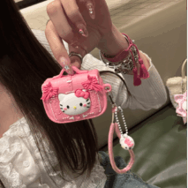 Pink Briefcase Hello Kitty AirPods Earphone Case With Lanyard - ArtGalleryZen