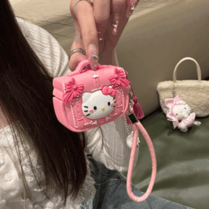 Pink Briefcase Hello Kitty AirPods Earphone Case With Lanyard - ArtGalleryZen