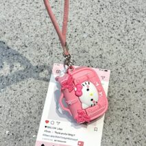 Pink Briefcase Hello Kitty AirPods Earphone Case With Lanyard - ArtGalleryZen