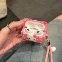 Pink Briefcase Hello Kitty AirPods Earphone Case With Lanyard - ArtGalleryZen