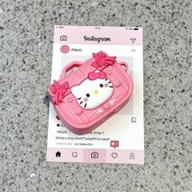 Pink Briefcase Hello Kitty AirPods Earphone Case With Lanyard - ArtGalleryZen