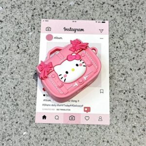 Pink Briefcase Hello Kitty AirPods Earphone Case With Lanyard - ArtGalleryZen