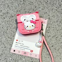 Pink Briefcase Hello Kitty AirPods Earphone Case With Lanyard - ArtGalleryZen