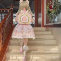 Pink Cake Bow Backpack Crossbody Bag - ArtGalleryZen