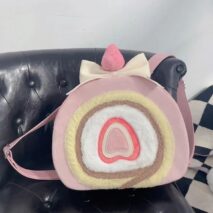 Pink Cake Bow Backpack Crossbody Bag - ArtGalleryZen