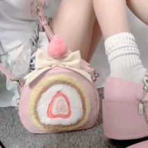 Pink Cake Bow Backpack Crossbody Bag - ArtGalleryZen