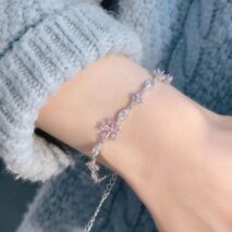 Pink Crystal Cherry Blossom Bracelet - ArtGalleryZen