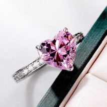 Pink Crystal Heart Ring - ArtGalleryZen