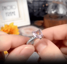 Pink Crystal Heart Ring - ArtGalleryZen