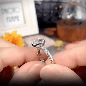 Pink Crystal Heart Ring - ArtGalleryZen