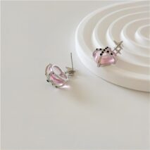 Pink Crystal Star Heart Dangle Earrings - ArtGalleryZen