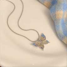 Pink Enamel Butterfly Necklace - ArtGalleryZen