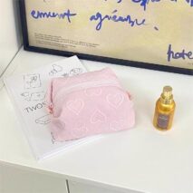 Pink Heart Cosmetic Toiletry Bag Portable Travel Organizer - ArtGalleryZen