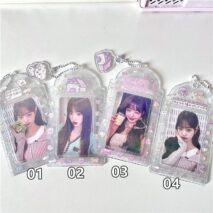 Pink Heart House Transparent Glitter Kpop Keychain Photocard Holder - ArtGalleryZen