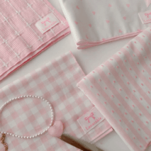 Pink Heart Plaid Stripe Fabric Placemat - ArtGalleryZen