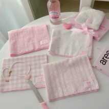 Pink Heart Plaid Stripe Fabric Placemat - ArtGalleryZen