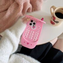 Pink Heart Star Mirror Flip iPhone Case - ArtGalleryZen