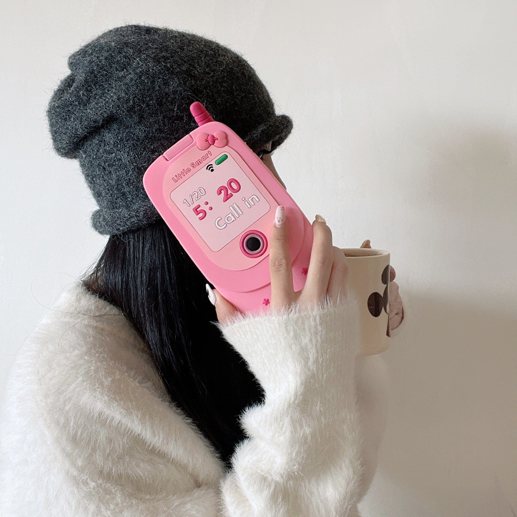 Pink Heart Star Mirror Flip iPhone Case - ArtGalleryZen