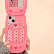 Pink Heart Star Mirror Flip iPhone Case - ArtGalleryZen