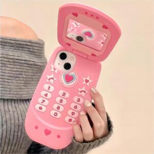 Pink Heart Star Mirror Flip iPhone Case - ArtGalleryZen