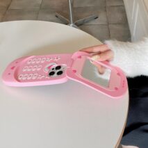 Pink Heart Star Mirror Flip iPhone Case - ArtGalleryZen