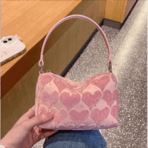 Pink Heart Velvet Tote Bag - ArtGalleryZen