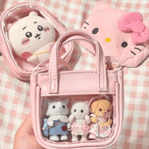 Pink Mini Clear Doll Tote Bag Shoulder Leather Bag Doll Accessories - ArtGalleryZen