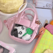 Pink Mini Clear Doll Tote Bag Shoulder Leather Bag Doll Accessories - ArtGalleryZen