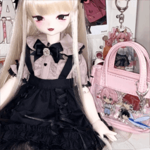 Pink Mini Clear Doll Tote Bag Shoulder Leather Bag Doll Accessories - ArtGalleryZen