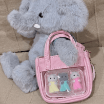 Pink Mini Clear Doll Tote Bag Shoulder Leather Bag Doll Accessories - ArtGalleryZen