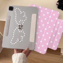 Pink Polka Dot Angel Wing Magnetic iPad Case - ArtGalleryZen