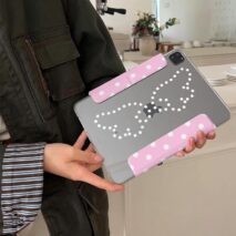 Pink Polka Dot Angel Wing Magnetic iPad Case - ArtGalleryZen