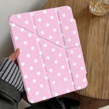 Pink Polka Dot Angel Wing Magnetic iPad Case - ArtGalleryZen
