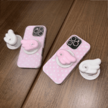 Pink Polka Dots Angel Wing Magnetic Stand iPhone Case - ArtGalleryZen