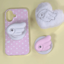Pink Polka Dots Angel Wing Magnetic Stand iPhone Case - ArtGalleryZen