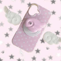 Pink Polka Dots Angel Wing Magnetic Stand iPhone Case - ArtGalleryZen