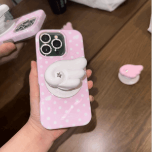 Pink Polka Dots Angel Wing Magnetic Stand iPhone Case - ArtGalleryZen