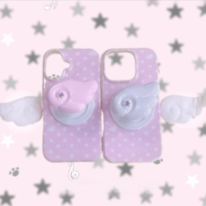 Pink Polka Dots Angel Wing Magnetic Stand iPhone Case - ArtGalleryZen