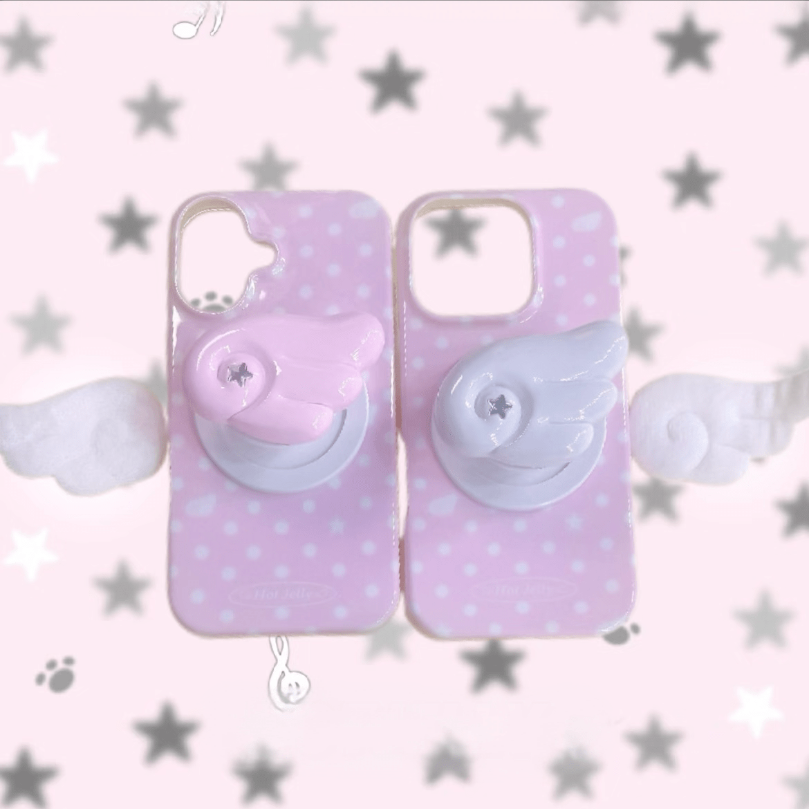 Pink Polka Dots Angel Wing Magnetic Stand iPhone Case - ArtGalleryZen