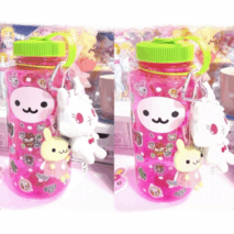 Pink Smiley Polka Dots 1000ml Portable Water Cup - ArtGalleryZen