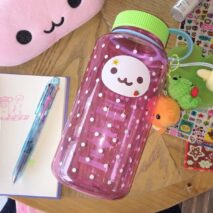 Pink Smiley Polka Dots 1000ml Portable Water Cup - ArtGalleryZen
