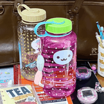 Pink Smiley Polka Dots 1000ml Portable Water Cup - ArtGalleryZen
