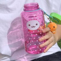 Pink Smiley Polka Dots 1000ml Portable Water Cup - ArtGalleryZen