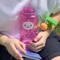 Pink Smiley Polka Dots 1000ml Portable Water Cup - ArtGalleryZen