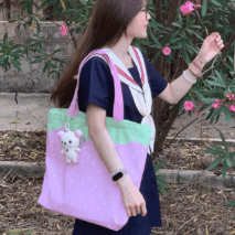Pink Strawberry Canvas Casual Shoulder Bag - ArtGalleryZen