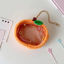 Plush Fruit Doll Clear Display Keychain Bag Kawaii Strawberry Apple - ArtGalleryZen
